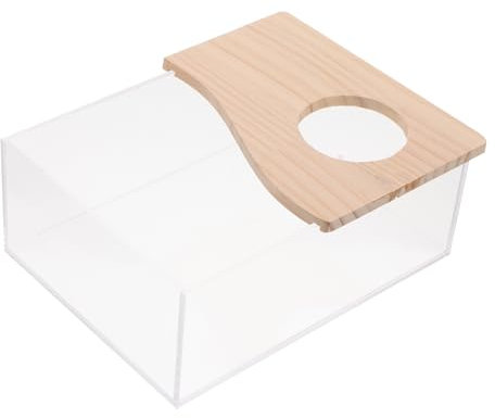 TOBBOMEY Transparente Acryl Sandbadbox Für Hamster Und Kleine Haustiere 20x15x8cm Halboffen Sanddusche Zum Baden Spielen Und Pflegen Nagetier Sandbad Zur Hygienischen Nutzung