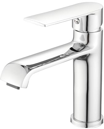 Vuadzren Waschtischarmatur, Messing Einhebelmischbatterie Waschbecken Armaturen für Badezimmer mit 3/8 Röhren für Warm- und Kaltwasser 60 cm (Chrom)