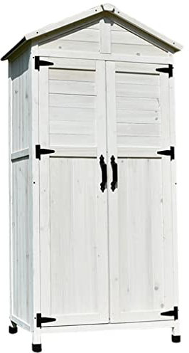Grande capanno da giardino in legno con design resistente alle intemperie e piedini in plastica, ideale per patio, prato e piscina, armadio per attrezzi per l'organizzazione del garage (dimensioni: