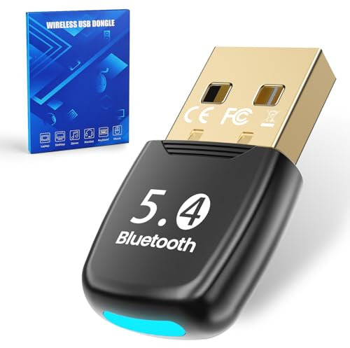 GlasFlength Dongle Bluetooth 5.4, Cle Bluetooth pour PC Faible Latence Adaptateur Bluetooth USB Plug Play Dongle Clé Bluetooth PC sous Windows 11 10 8.1 pour Casque Clavier Smartphone Tablette