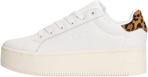 Tommy Jeans Donna Sneakers con Suola Alta Leopard con Plateau, Bianco (Ivory/Leopard), 40