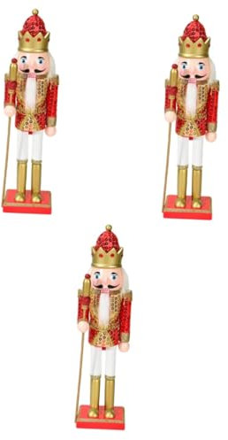 Gatuida 3 Pièces Casse Noisette Chiffre Clinquant D'épice Boules De Noël Or Artisanat Couverture Casse-Noisette Craquelin Gonflable Mariage Père Guirlande Électrique Homme Rouge Bois