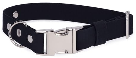 BURA Wasserdichter Hundehalsband – Geruchshemmend, Leicht zu Reinigen, Langlebig, Allergikerfreundlich, Verstellbar, Modernes Design – Ideal für Alltag und Outdoor-Aktivitäten (schawrz, S)