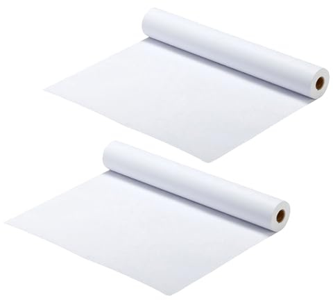 rflaueo 2 Rollen 10 m x 44 cm, weißes Zeichenpapier, Malerei, Skizzierpapier für Staffelei, Pinnwand, Wandkunst, Geschenkpapier, Schule, Zuhause, Büro (U291-2)