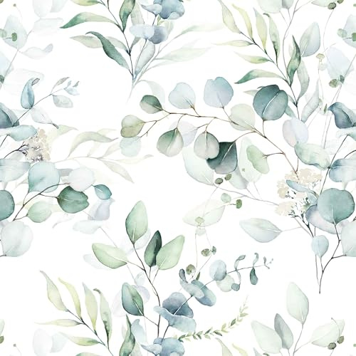 xupingjiti Selbstklebende Tapete Blumen Aquarell Blätter und Blumen Wandpapier 44x1000cm Selbstklebende Folie Vintage Dekorfolie Möbelfolie Klebefolie PVC Vinyl Wandaufkleber