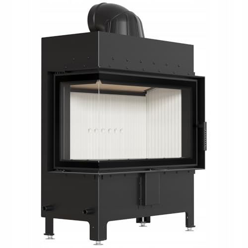 KRATKI Kamineinsatz aus Stahl Lucy 14kW Eck Links Ø200 BImSchV 2 EEK A | Kamineinsatz aus Stahl, schwarz, 80% Wirkungsgrad, raumluftunabhängig, Ecodesign, Glasfront, Aschekasten