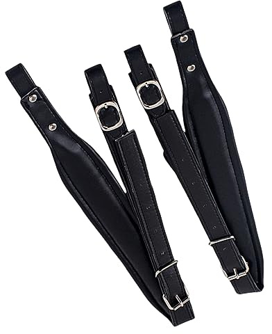 Toddmomy Verstellbarer Bass Akkordeon Schultergurt aus Leder und Metall Schwarz Bequem für Auftritt und Übung
