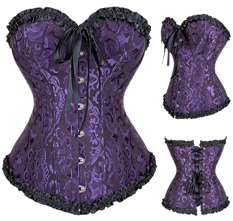 SilverChry Corsetto per Donne, Corsetto Stringivita, Bustino Donna Elegante, Bustier Donna Corpetto Top, Sexy Overbust Corsetti Bustino Vintage Gotico