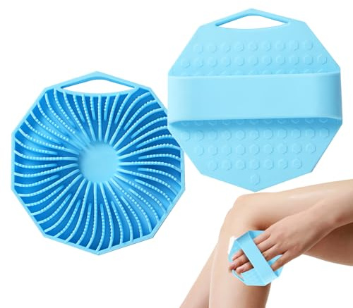 Silicone Body Scrubber – 2 Pieces Shower Brush, Gentle Skin Cleaner | Reusable Hygienic Bath Tool, Comfortable Quick-Dry Design for Back Legs Arms Feet, Men, Women and Daily Use