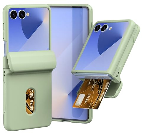 FDHYFGDY Funda para Samsung Galaxy Z Flip 7 Carcasa con protección con bisagras y Ranura para Tarjetas, PC Dura Funda Protectora Militar a Prueba de Golpes para Galaxy Z Flip 7 Funda (Verde)