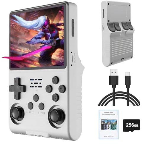 TENIREALX R40S Pro Retro Gaming Console, 30000 Games Handheld Video Game Player 3.5 IPS Display 256G TF Card with 45+ Emulators, Portable Video Games Player