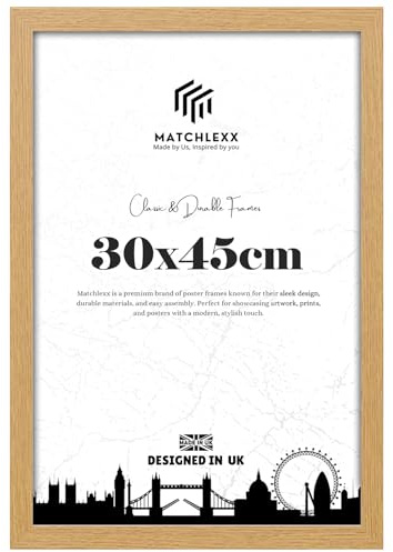 MatchLexx® New Oak Finish HD Clear | Picture Poster Frame 30x45cm picture Frame | MDF Wooden Frames Jigsaw Puzzle Frames Portrait & Landscape Display