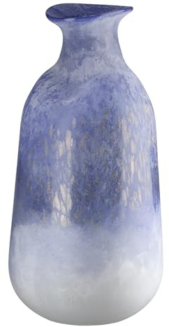 Glas Art Vase Azur - Glas - blau matt - Höhe 37cm x Ø 17cm - hangearbeitete Dekovase - mundgeblassen