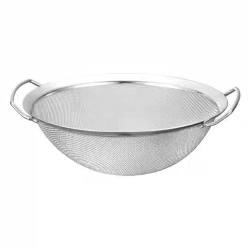 Besttoolifes Edelstahl-Küchensieb, feinmaschiges Sieb, mit 2 Griffen, runder Boden zum Abtropfen von Lebensmitteln, 28 cm
