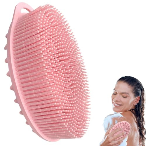 1 Stück Weicher Duschbürste,Körper wäscher für duschbürste,Wiederverwendbar Badebürste,Doppelseitige Badebürste,Bad Massage Scrubber,Für Hautpflege und Reinigung (Rosa)