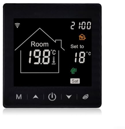 WiFi Smart Thermostat Electric Heating, WiFi Floor Heating Systems Programmable Schedule Remote Voice Control Temperature Sensor(Black)