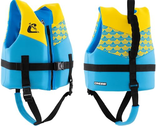 CRESSI Froggy Swim Vest Azure/Yellow M: 3/6Years - Giubbotto da Nuoto per Bambini con Doppia Impugnatura, Azzurro/Giallo, M: 3/6 Anni