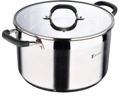Bergner Edelstahltopf 28 Cm, 9,5 L Mit Glasdeckel, Grüne Silikongriffe