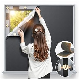 Magnetic Blackout Window Cover 40 x 58 Portable Blackout Curtains for Bedroom, Temporary Black Out Shades Window Privacy Film No Drill Black Out Blinds for Media Room Travel Skylight - Blacks
