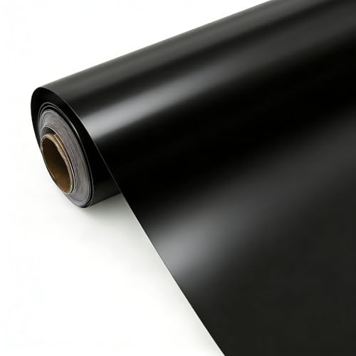 Yuragim Selbstklebende Vinylfolie Plotter, 30,5 x 500 cm, Glänzend Schwarz | Selbstklebend Plotterfolie Vinyl, Permanente Vinyl Rollen für Teetasse, DIY Geschenke, Fenster, Keramik, Bastelprojekte
