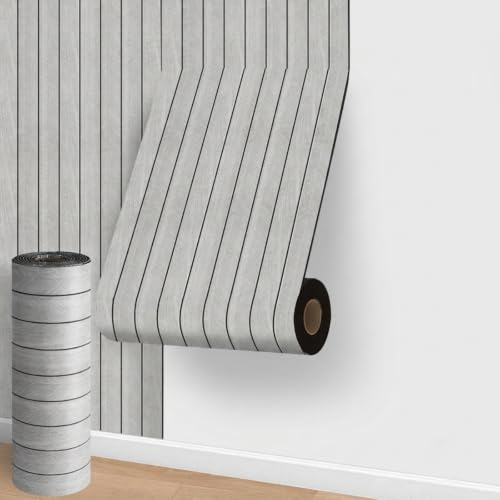 Cathpetic Grey Self Adhesive Wall Panels,Peel and Stick Wall Panels,Wood Slats Wallpaper 3x0.4m 3D Wallpaper 3mm Thick Insulation Wood Wall Panelling for Kitchen Bathroom Living Room Bedroom