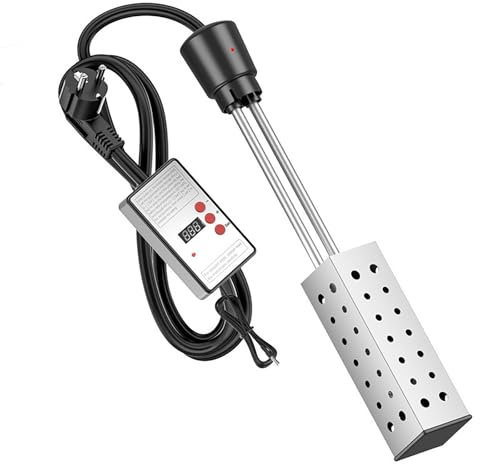 Portable Immersion Water Heater 2500W, Submersible Bucket Heater with Thermostat & LED Temperature Display, Dry Burn Protection, Fast Heating for Bathtub, Hot Tub, Camping, RV & Ho Thermostatic model