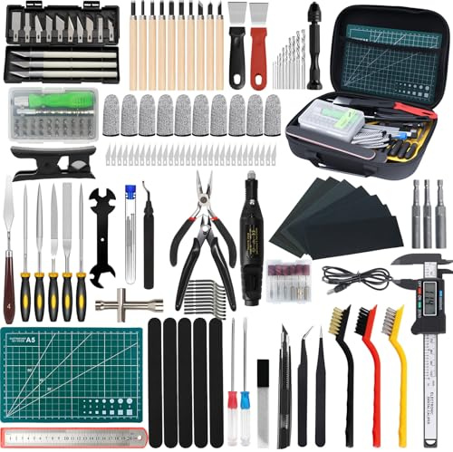202 PCS 3D Printer Tool Kit with PU Carrying Box, 3D Printer Accessories Includes Deburring, Removal, Carving, Grinding, Cleaning Tools, 3D Printing Tool Kit for Effective Maintenance & Cleaning（USB）