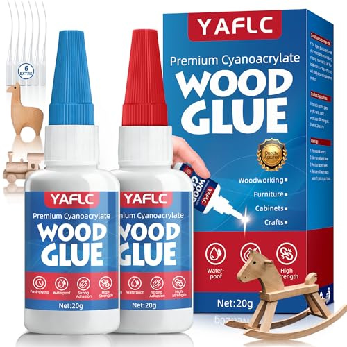 Pegamento Fuerte para Madera 40g, Transparente y de Secado Rápido Super Glue, Impermeable Pegamento Madera Extra Fuerte para Cajones, Armarios, Modelos, Barandillas