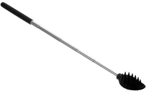TEHAUX Gratte-dos en Silicone Noir avec Manche Extensible pour Massage Corporel Confortable et Soulagement des Démangeaisons, Outil de Massage pour Femmes Enceintes et Personnes