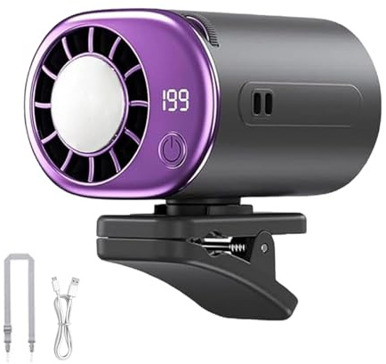 Ventilador de clip recargable, enfriador giratorio ajustable de 360 grados, dispositivo de flujo de aire portátil de montaje con abrazadera, accesorio de refrigeración personal ligero para viajes