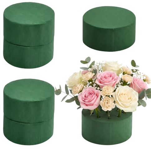 Solvio Premium Oasis Floral Foam Blocks - Wet & Dry Flower Foam for Fresh Artificial Flowers Arranging, Round Florist Foam Sponge for Wedding Centerpieces, Crafts & Home Decor (Green)