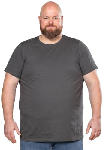2XL T-Shirt für Männer mit Übergröße Bauchumfang Herren Rundhals Basic Tshirt Übergrößen. 2XL-B (für bauchumfang 120-128 cm) Grau