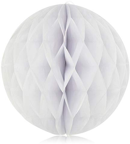 10 piezas de bolas de abeja y pompón de papel para decoración de pan, bola de panal. 10 inches/(25cm) blanco