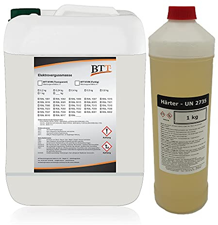 BTT-EVM Elektrovergussmasse Transparent (600g) auf 2K Epoxidharz Basis, IP68 bis 1000 Volt