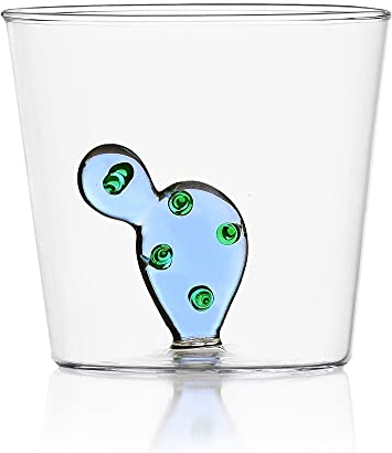 Ichendorf Milano Tumbler Cactus Blu | Collezione Desert Plants | 35 cl | Vetro Borosilicato | Fatto a Mano
