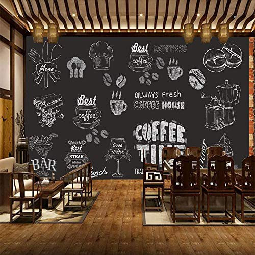 Personnalité papier peint noir et blanc graffiti thé café-restaurant loisirs bar de l'eau magasin mural restaurant occidental papier peint 3d foot gris noir poster pierre photo salo-250cm×175cm