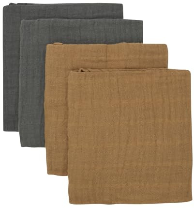 Pippi Unisex baby 4-pack tygblöjor, dregellappar, gosiga handdukar eller blöjhanddukar, lämpligt set med badkläder, Indisk solbränna, One size