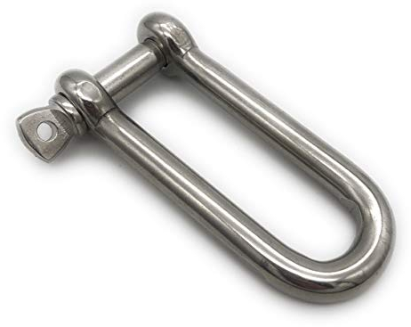 1 Stk. Edelstahl Schäkel lange Form ø 10 mm, V4A A4 AISI 316 Niro Rostfrei Rundschäkel D-Schäkel Drahtseil Verbinder mit Augenbolzen INOX Stainless Steel [Größe Wählbar 4 5 6 8 10 12 mm] (10mm,1x)