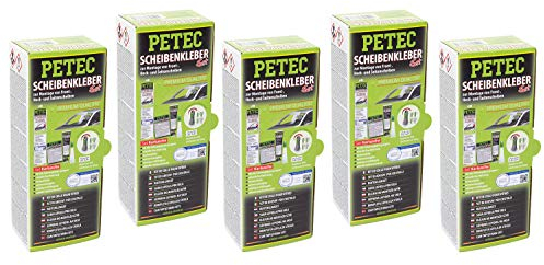 5x Petec Scheibenkleber-Set Kartusche Front Seite Heck Windschutzscheibe WSS