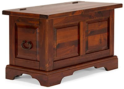 Woodkings® Holztruhe mit Deckel Catana Pinie Massivholz braun Echtholz rustikal Wohnzimmer Möbel Flurtruhe Kolonial