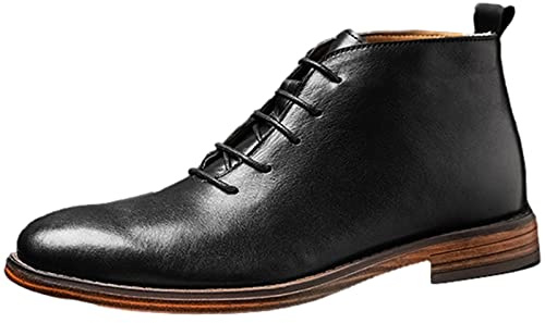 rismart Botas de Piel para Hombre Vestir Moda Tobillo Invierno Zapato Botín Negro,42