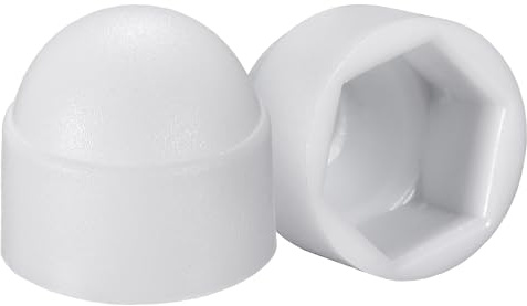 uxcell Plastic Dome Nut Protection Cap Covers, M8x13mm Nut Cover White 25pcs