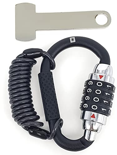 KRASER KR723B Cadenas Casque Moto Mousqueton Antivol, Serrure à Combinaison, Adaptateur T Boucle, Câble Sécurité Anti Vol a Code, Universel Vélo Électrique, Bagages, Attache Sac à Dos, Multifonction