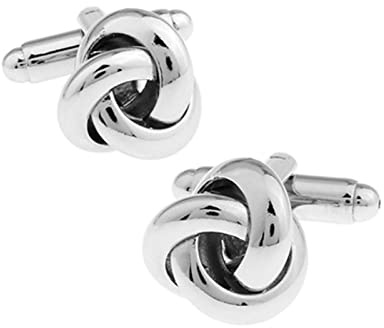 Stfery Manschettenknöpfe Herren Silber Knoten, Manschettenknöpfe Personalisiert Versilbert Cufflinks Schmuck Geschenk