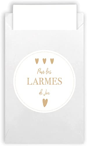 Plantvibes 100 Umschläge & 100 Freudentränen Sticker French Version aus Papier im Vintage-Stil für die Hochzeit, CO2 neutrale kleine Papiertüten mit Aufklebern