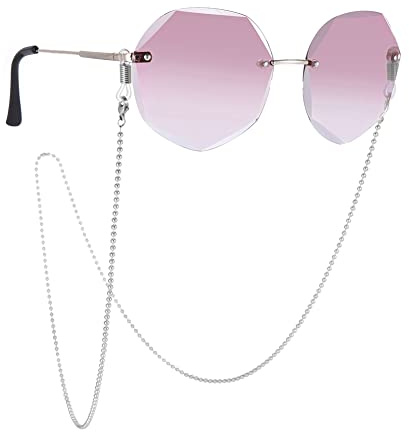 TEAMER Brillenkette, Edelstahl, Perlen, Brillenkette, Brillenband, Umhängeband für Damen, Perlen: Stahl, Einheitsgröße