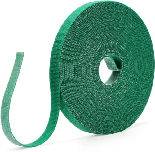 YSTrillion 20M Brida para Plantas de Cinta,10mm Lazos Verdes Ajustables para Plantas,Sujeción para Plantas Adhesivo,Sujeción Reutilizable para Plantas para Apoyar Plantas