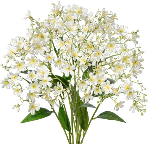 Hollyone 3PCS künstliche Blumen wie echte dekorative Blume Weiß Daphne Blossom 72CM Lange Stiele biegsame gefälschte Blumen Zweige für Blumenarrangement Sträuße Heimdekoration