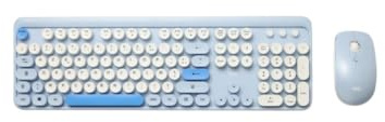WE Pop Pack Clavier + Souris sans Fil: Coloris Bleu - Connexion 2.4Ghz - avec pavé numérique - Piles incluses