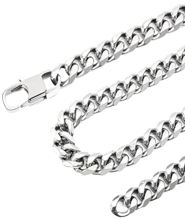 Inscca Cadena Hombre Acero Inoxidable 75 cm Largo Grueso 3mm Collar Plata Hombre Cubana para Jóvenes Hip Hop Regalo para el Hijo